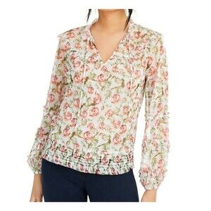 INC International Concepts Top Peasant Blouse Womens Medium Margarate Floral New